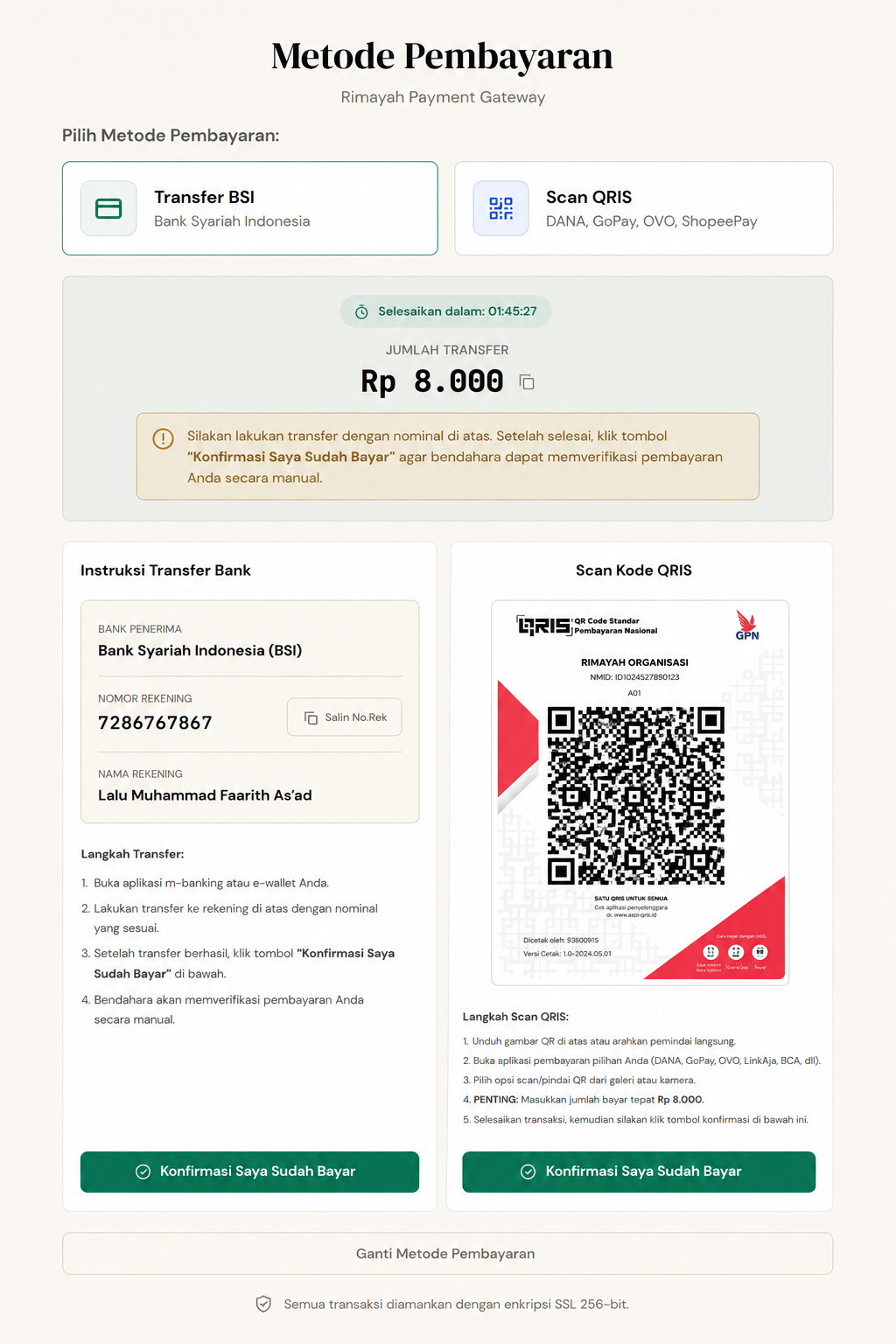 Konfirmasi Pembayaran WargaKas